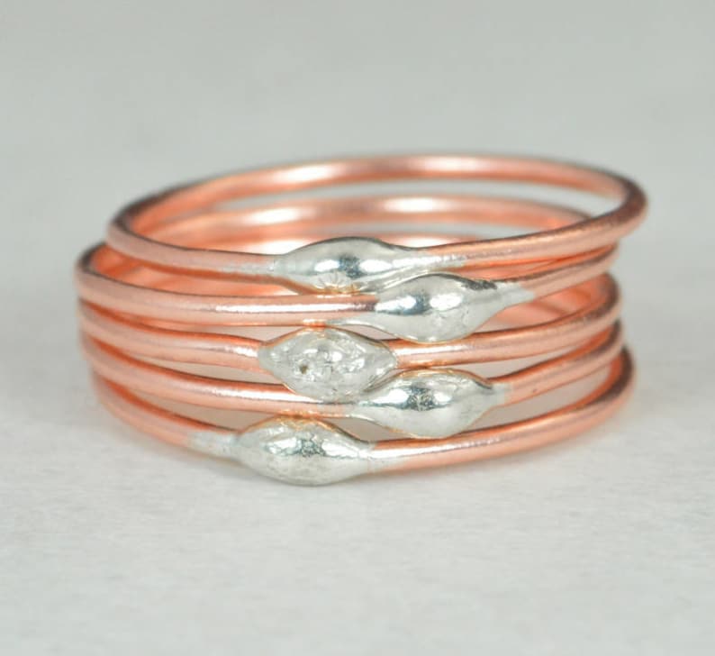 Unique Copper Stacking Rings Bimetal Ring Hippie Ring image 1