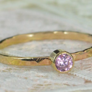 Pink Tourmaline Engagement Ring, 14k Gold, Pink Tourmaline Wedding Ring Set, Rustic Wedding Ring Set, October Birthstone, Solid 14k Ring