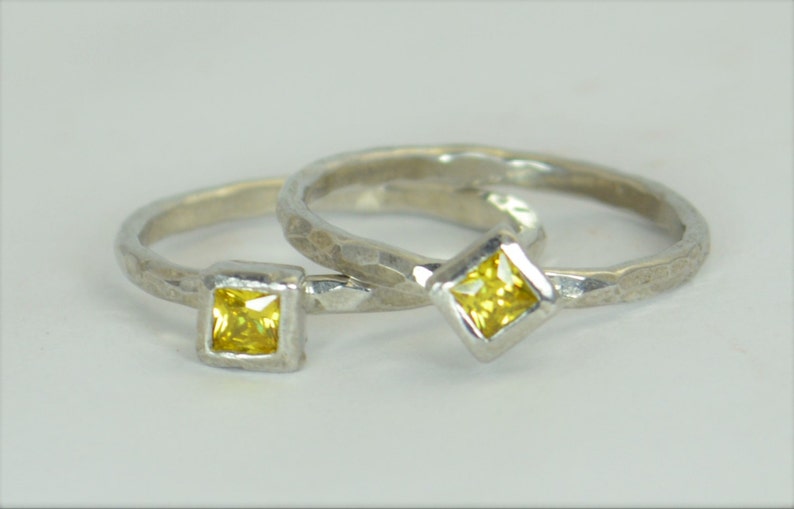 Square Topaz Ring, Topaz White Gold Ring, Novembers Birthstone Ring, Square Stone Mothers Ring, Square Stone Ring, White Gold Topaz Ring image 2