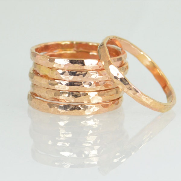 Dicker 14k Rose Gold Filled Stapelring(e), 14k Rosegold Filled, Stapelring, Gehämmert Ring, Rosegold Band, Daumenringe, Einfache Ringe