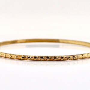 2.5mm Solid Gold Bangle Not Hollow Heart Pattern Love Bangle Choose 10K, 14K, 18k, or 22k Solid Gold Bangle Bracelet, Yellow Gold image 2