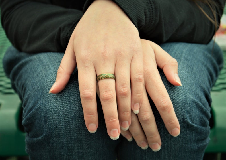 Japanese Coin Ring, Green Ring, Japanese Ring, Coin Ring, Bronze Ring, Japanese Coin, Japanese Jewelry, Coin Rings, Japanese Art, Coin Art image 2