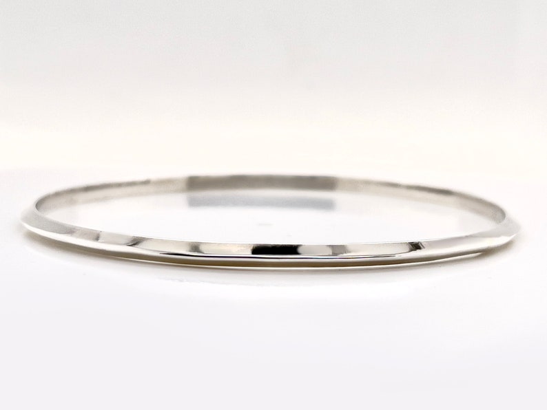 3mm Solid Sterling Silver Knife Edge Bangle Not Hollow, Modern Bangle, 925 Sterling Silver, Heavy Stacking Bangle Bracelet image 3