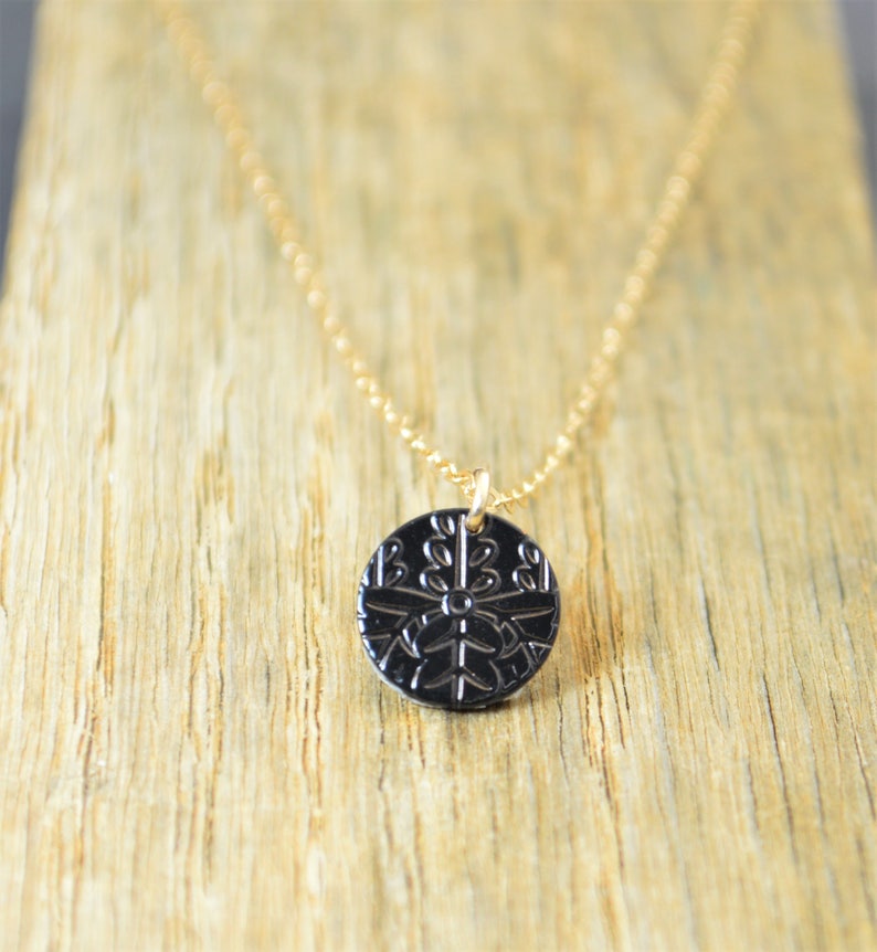 Japanese Coin Necklace, Black Coin Necklace,Coin Art, Japanese Art, Bronze Coin, Japanese, Boho Necklace, Two-Sided,Coin Charm, Charm,Orient image 3