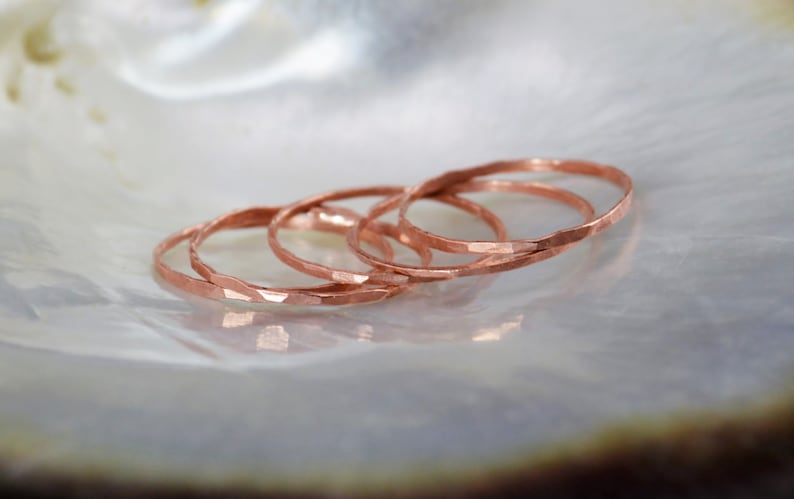 Super Thin Copper Stackable Rings, Copper Ring, Skinny Ring, Copper Band, Pure Copper Ring, Hammered Copper Ring, Arthritis Ring, Ring image 4