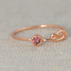 Alexandrite Infinity Ring, Rose Gold Filled Ring, Stackable Rings, Mother's Ring, June Birthstone Ring, Rose Gold Ring, Rose Gold Knot Ring image 1