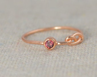 Alexandrite Infinity Ring, Rose Gold Filled Ring, Stackable Rings, Mother's Ring, June Birthstone Ring, Rose Gold Ring, Rose Gold Knot Ring