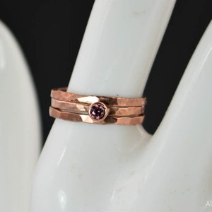 Copper Alexandrite Ring, Classic Size, Stackable Rings, Alexandrite Mother's Ring, June Birthstone Ring, Copper Jewelry, Alexandrite Ring image 2