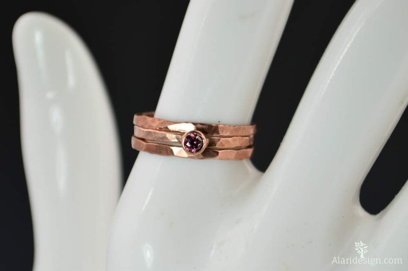 Copper Alexandrite Ring, Classic Size, Stackable Rings, Alexandrite Mother's Ring, June Birthstone Ring, Copper Jewelry, Alexandrite Ring image 2