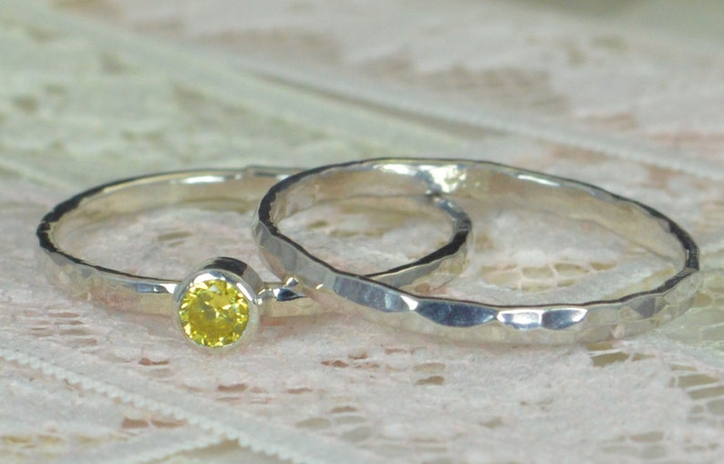 Sterling Silver Topaz Wedding Ring Set November Birthstone Topaz Engagement Ring Rustic Wedding Ring Set Sterling Silver Topaz Ring