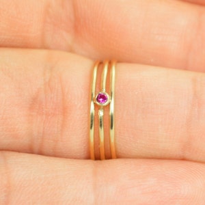 Tiny Ruby Ring Ruby Stacking Ring Gold Filled Ruby Ring image 2