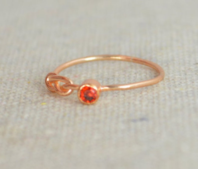 14k Rose Gold Filled Infinity Ring, Rose Gold Filled Ring, Stackable Rings, Mothers Ring, Birthstone, Rose Gold Ring, Rose Gold Knot Ring image 2