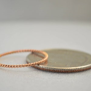 Thin Solid 14k Rose Gold Twist Stackable Rings, Stacking Rings, Dainty Rose Gold Ring, Solid Rose Gold Ring, Rose Gold Rings, Spiral Ring image 3