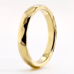 Men's 10mm Hammered Wedding Band In Solid 10k Yellow Gold - Size 9.75, Polished Finish - View #13