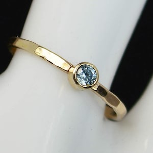 Classic 14k Gold Filled Aquamarine Ring, Gold Solitaire, Solitaire Ring, 14k Gold Filled, March Birthstone, Mothers Ring, Gold Band, Yellow image 1