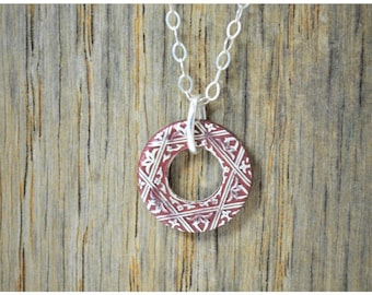 Moroccan Coin Necklace, Burgundy Coin Necklace, Coin Art, Morocco, Silver Coin, Moroccan Art, Boho Necklace, Two-Sided, Coin Charm, Charm
