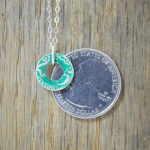 Moroccan Coin Necklace, Green Coin Necklace, Coin Art, Morocco, Silver Coin, Moroccan Art, Boho Necklace, Two-Sided, Coin Charm, Charm image 6