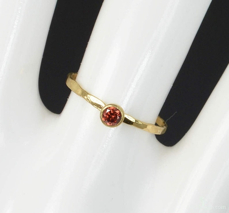 Dainty Solid 14k Gold Garnet Ring, Gold Solitaire, Solitaire Ring, Real Gold, January Birthstone, Mothers Ring, Solid Gold Band, Gold Ring image 2