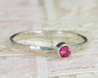 Ruby Engagement Ring, Sterling Silver, Ruby Wedding Ring Set, Rustic Wedding Ring Set, July Birthstone, Sterling Silver Ruby Ring