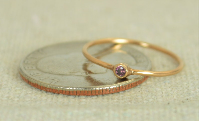 Tiny Alexandrite Ring, Rose Gold Filled Alexandrite Stacking Ring, Rose Gold Alexandrite Ring, Alexandrite Mothers Ring, June Birthstone image 3