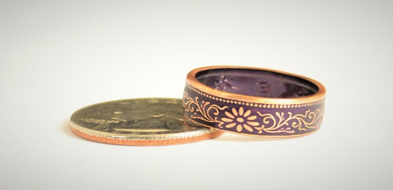Coin Ring, Purple Ring, Japanese Ring, Coin Ring, Japanese Coin, Japanese Jewelry, Coin Rings, Japanese Art, Coin Art, Japanese Coin Ring image 4