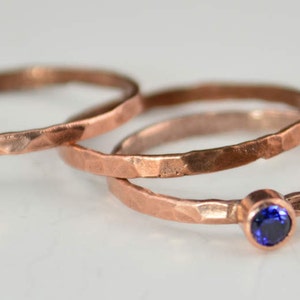 Copper Sapphire Ring, Classic Size, Stackable Ring, Sapphire Mother's Ring, September Birthstone Ring, Copper Jewelry, Sapphire Ring, image 3