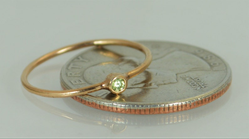 Tiny Peridot Ring, Solid 14k Rose Gold, August Ring, Peridot Ring, Rose Gold Ring, Dainty Ring, Dainty Peridot, Mother's Ring, Alari image 4