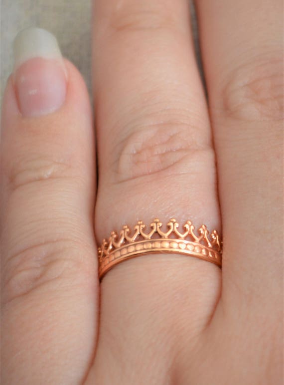Rose Gold Crown Ring Princess Ring Rose Gold Ring Tiara Ring