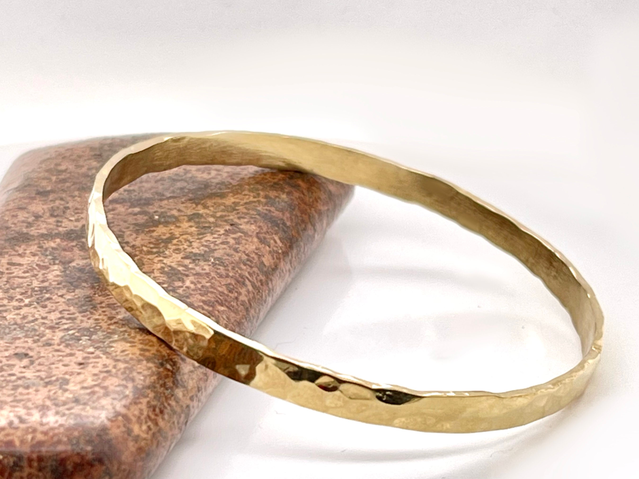 Flat Plain Gold Bracelet / Wide 6 MM Thick Sturdy Bangle / Solid