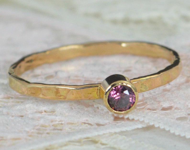 Alexandrite Engagement Ring, 14k Gold, Alexandrite Wedding Ring Set, Rustic Wedding Ring Set, June's Birthstone, Solid 14k Alexandrite Ring image 1