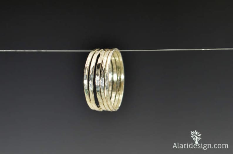 Set of 15 Super Thin Pure Silver Stackable Rings Silver | Etsy