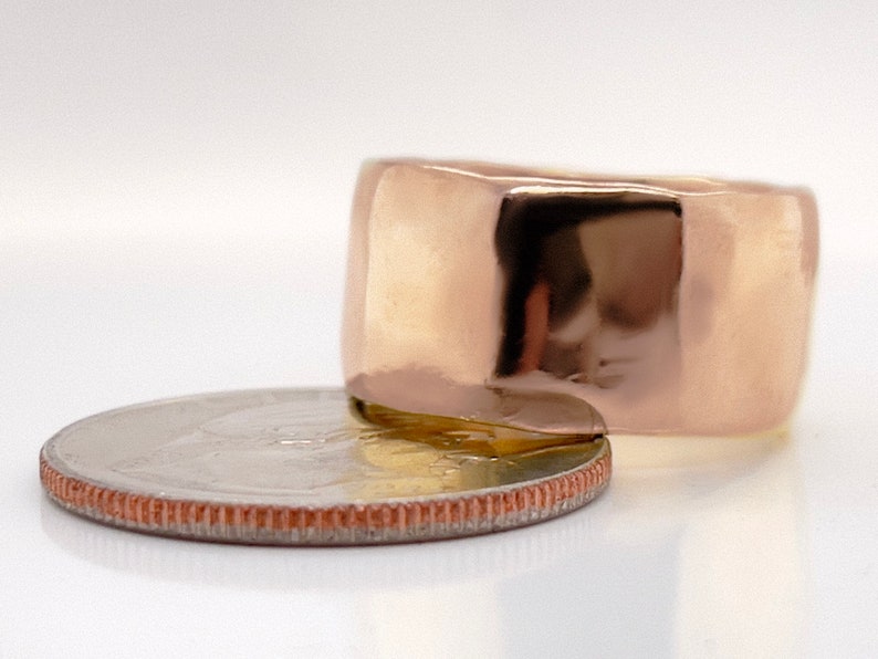 Massive 10mm Wide Solid Rose Gold Hammered Wedding Band, Choose 10k, 14k, or 18k Rose Gold, Rustic Wedding Ring, Heavy Rose Gold Ring image 5