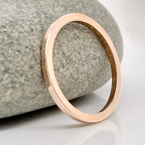 1.25mm Square Rose Gold Ring 10k, 14k, or 18k, Solid Gold, Square Gold Band, Square Gold Ring, Real gold, Minimal Stacking Ring, Rose Gold image 3