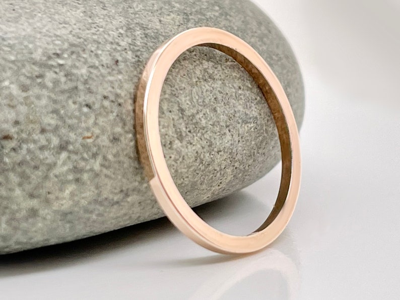 1.25mm Square Rose Gold Ring 10k, 14k, or 18k, Solid Gold, Square Gold Band, Square Gold Ring, Real gold, Minimal Stacking Ring, Rose Gold image 3