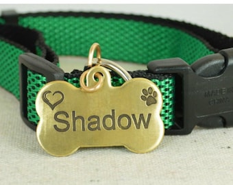 Large Dog Tag, Pet ID Tag, Bone Shaped Tag, Solid Brass, Customized, Personalized, Pet Tags, Dog Tag, Pet Tag, Dog Collar Tag, Brass Tag