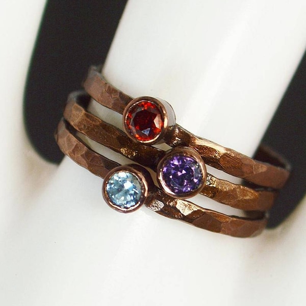 Bronze Copper Amethyst Ring Classic Size Stackable Rings image 3