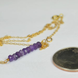 Amethyst Necklace, Gem Bar, Dainty 14k Gold Fill, Sterling Silver, Rose Gold,Purple Necklace, Faceted Amethyst, Bar Necklace, Gold image 4