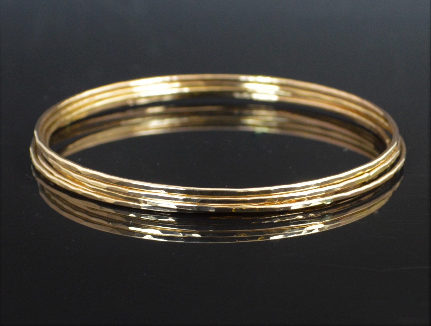 Silver Bangle With Gold Polish Gold Filled Bangle, Thin Bangle, Textured Bangle, Gold Bangle, Thin