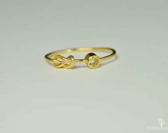 14k Gold Topaz Infinity Ring, 14k Gold Ring, Stackable Rings, Mother's Ring, November Birthstone Ring, Gold Infinity Ring, Gold Knot Ring