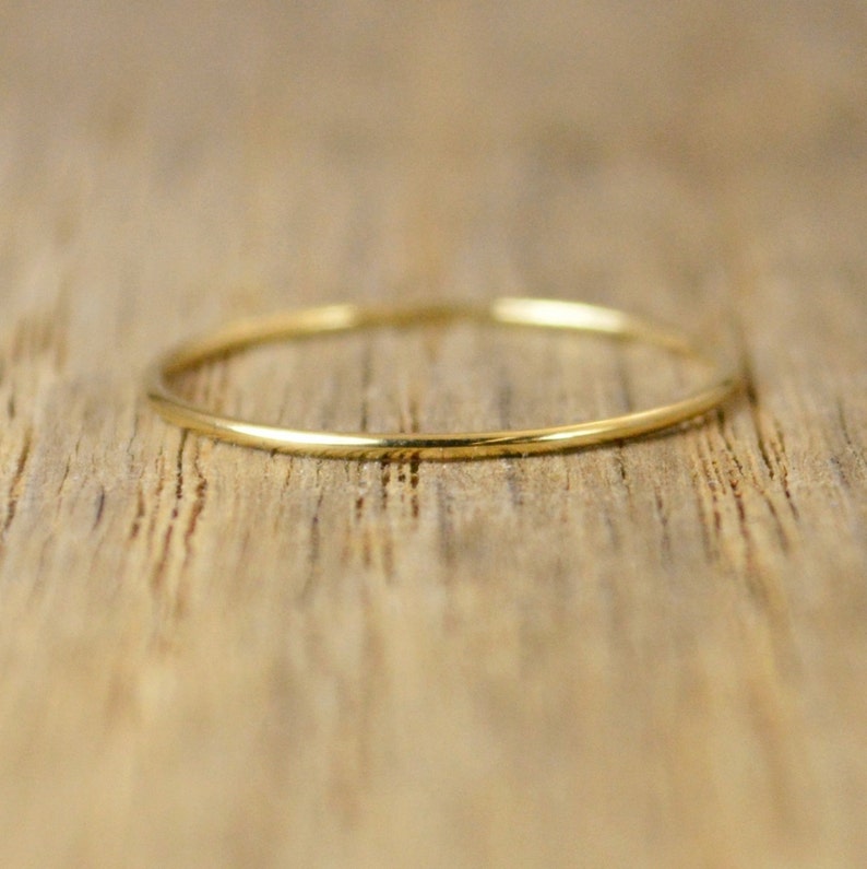 Solid 18k Yellow Gold Ring, Super Thin Stacking, ROUND Minimal Gold Ring, Yellow Gold Ring, Solid Gold Ring, 18k Gold Ring, Real Gold Ring image 2