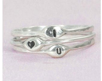 I Love You Rings, Gift for Her, Promise Ring, Promise Rings, Initial Rings, Silver Initial Rings, Custom Initial Rings, Dainty Initial Rings