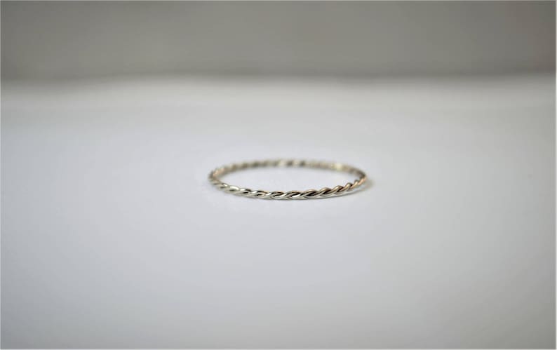 Thin Solid 14k White Gold Twist Stackable Rings, Stacking Rings, Dainty White Gold Ring, Solid White Gold Ring,White Gold Rings,White Gold image 3