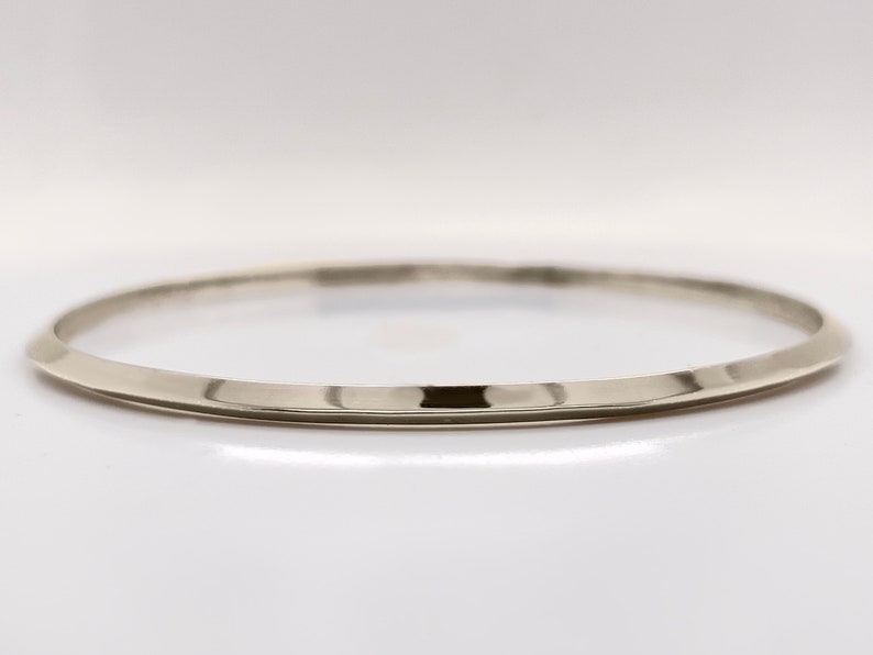 3mm Solid White Gold Knife Edge Bangle Not Hollow Choose 10K, 14K, or 18k, Heavy Stacking Bangle Bracelet, White Gold image 3