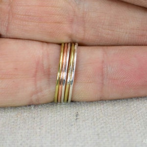 Thin Round Brass Stacking Rings, Gold Brass Ring, Brass Stacking Ring, Brass Jewelry, Brass Ring, Dainty Brass Ring, Brass boho Ring, gold image 2