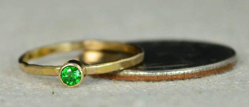 Classic 14k Gold Filled Emerald Ring, Gold Solitaire, Solitaire Ring, 14k Gold Filled, May Birthstone, Mother's Ring, Gold Band, Yellow image 3