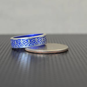 Moroccan Coin Ring, Blue Coin Ring, Stained Glass Ring, Blue Ring, Coin Art, Morocco, Silver Coin Ring, Moroccan Art, Boho Ring, Blue image 5