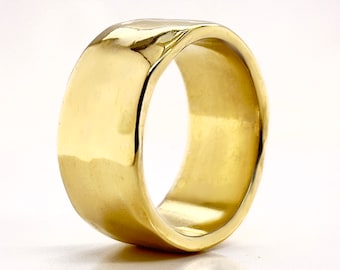 9mm Wide Solid Gold Hammered Wedding Band, Choose 10k, 14k, 18k, or 22k Yellow Gold, Rustic Wedding Ring, Heavy Gold Ring