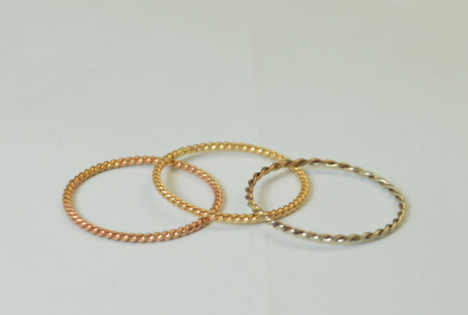 Set of 3 14k Gold Rings Rose Gold Yellow Gold White Gold | Etsy