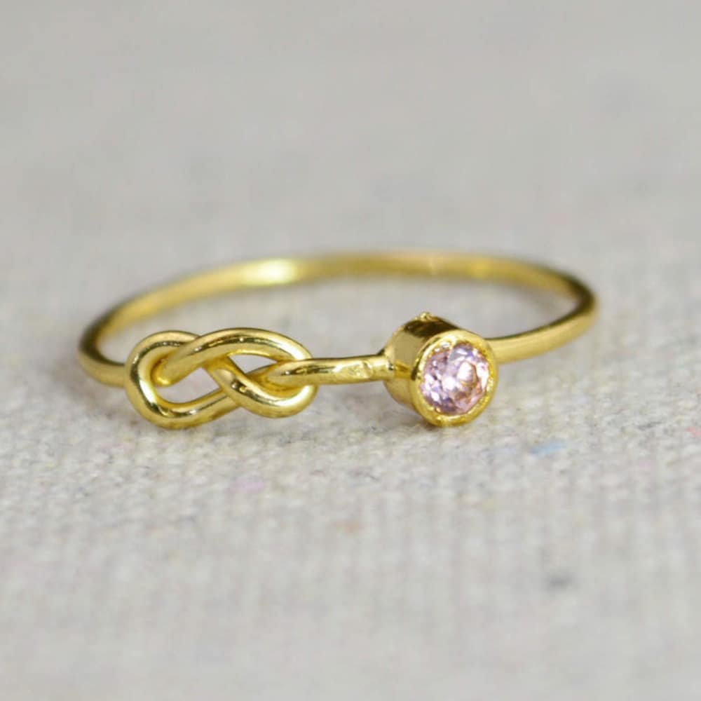 Pink Tourmaline Infinity Ring Gold Filled Ring Stackable image 0