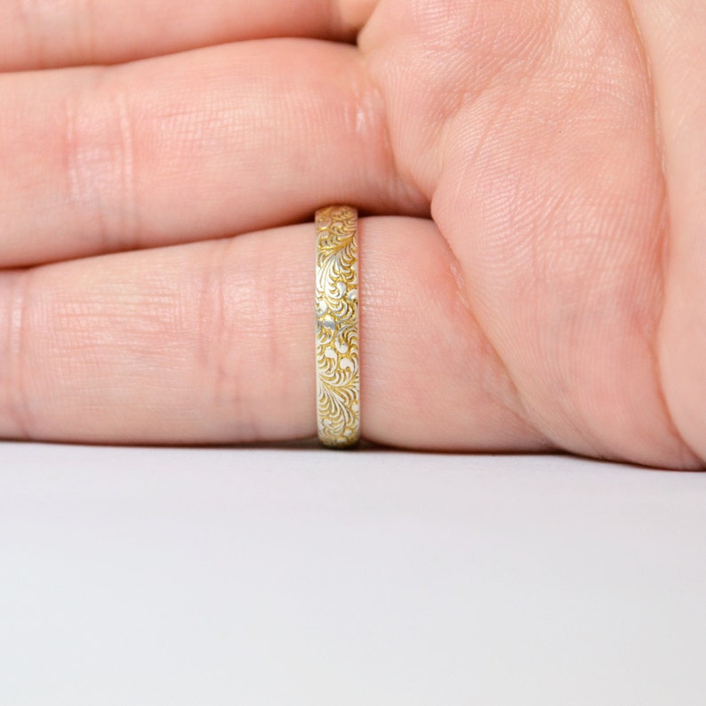 Floral Band Silver Flower Ring Swirl Ring Yellow Ring Etsy